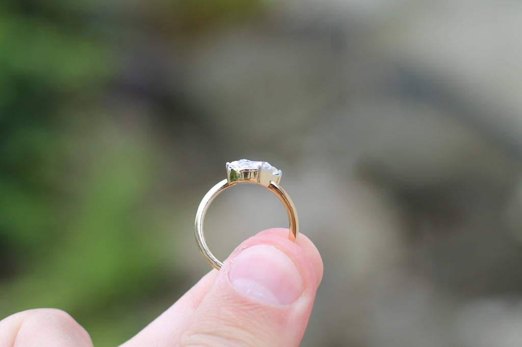 2 Carat Pear Cut Diamond "Toi Et Moi" Ring | 14k Yellow Gold | Engagement Ring