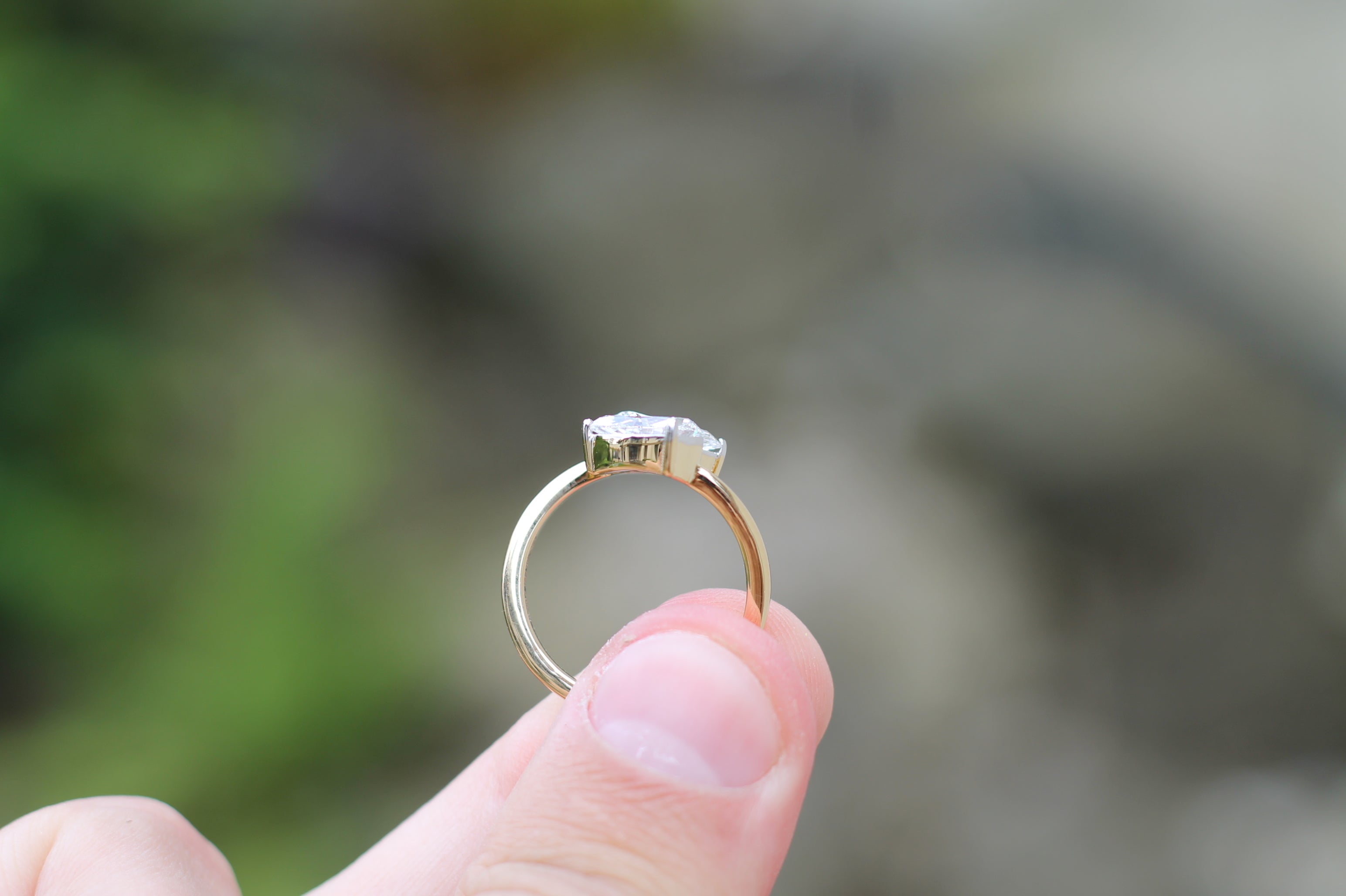 2 Carat Pear Cut Diamond "Toi Et Moi" Ring | 14k Yellow Gold | Engagement Ring