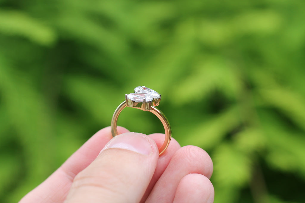 2 Carat Pear Cut Diamond "Toi Et Moi" Ring | 14k Yellow Gold | Engagement Ring