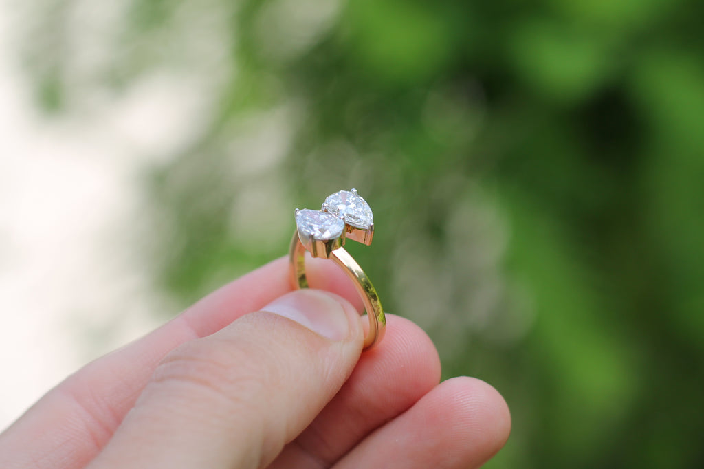 2 Carat Pear Cut Diamond "Toi Et Moi" Ring | 14k Yellow Gold | Engagement Ring