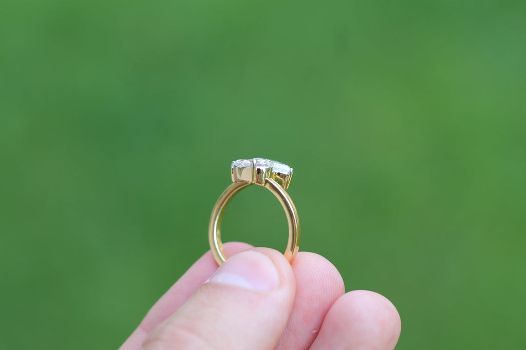 2 Carat Pear Cut Diamond "Toi Et Moi" Ring | 14k Yellow Gold | Engagement Ring
