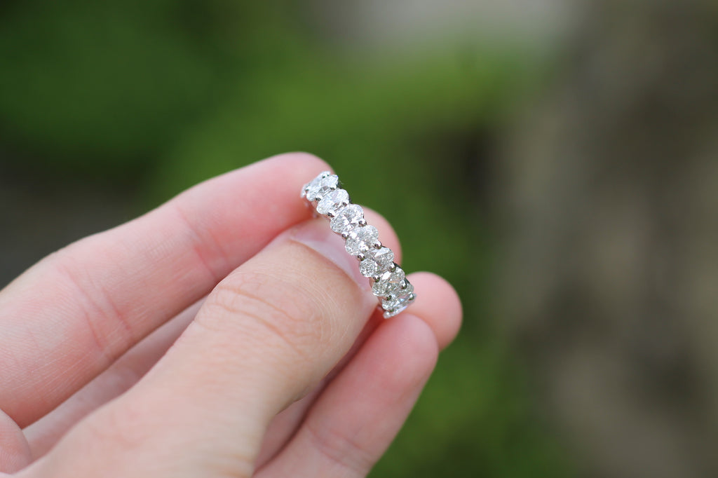 Oval Cut Diamond Eternity Band Ring | 14k White Gold