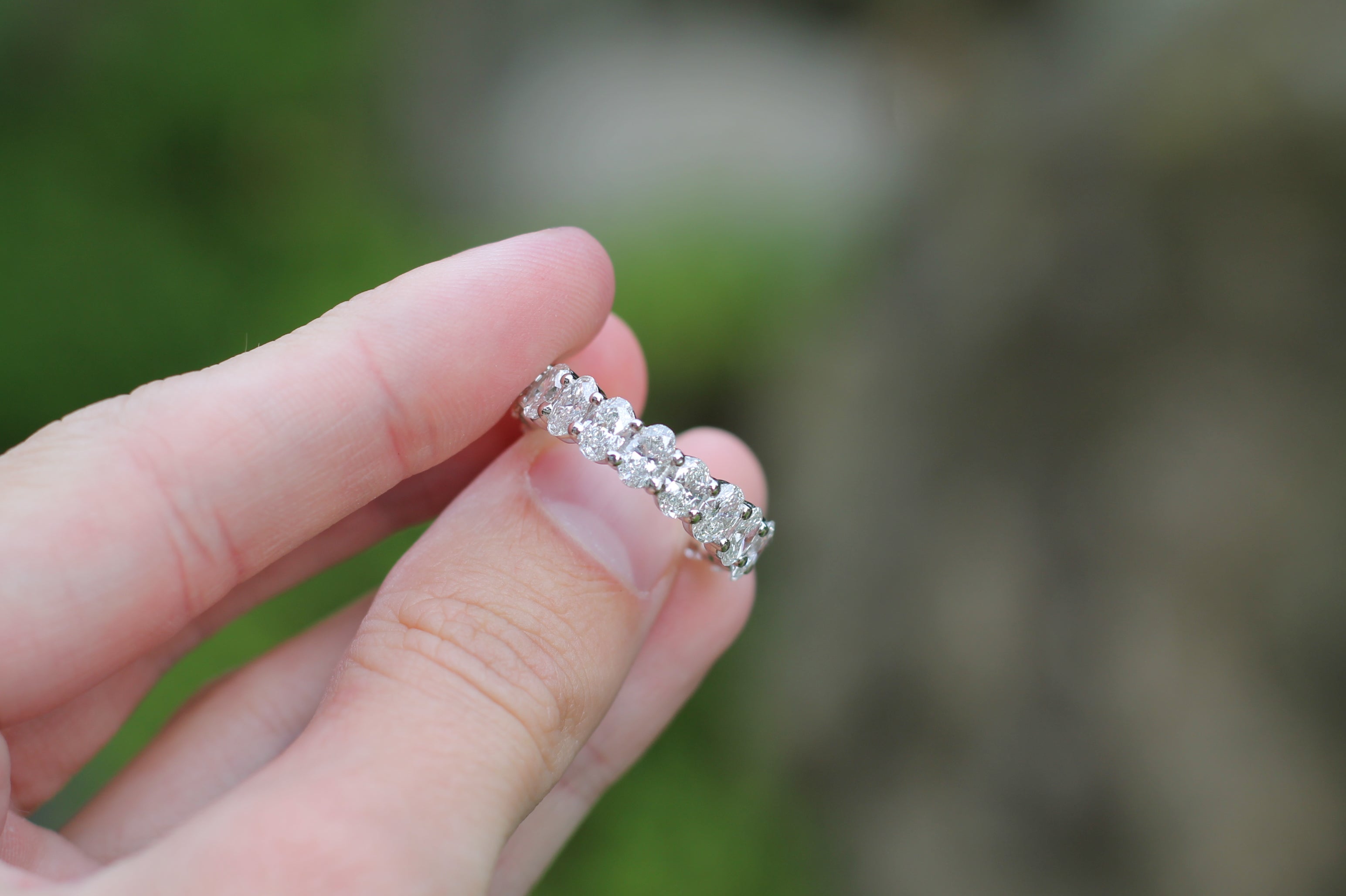 Oval Cut Diamond Eternity Band Ring | 14k White Gold
