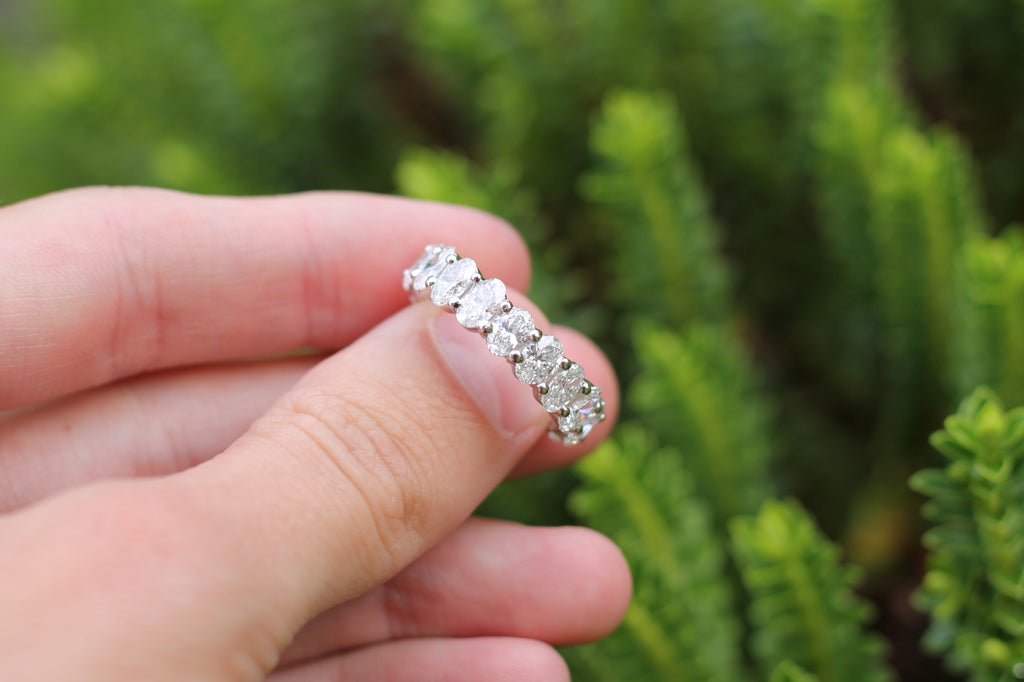 Oval Cut Diamond Eternity Band Ring | 14k White Gold