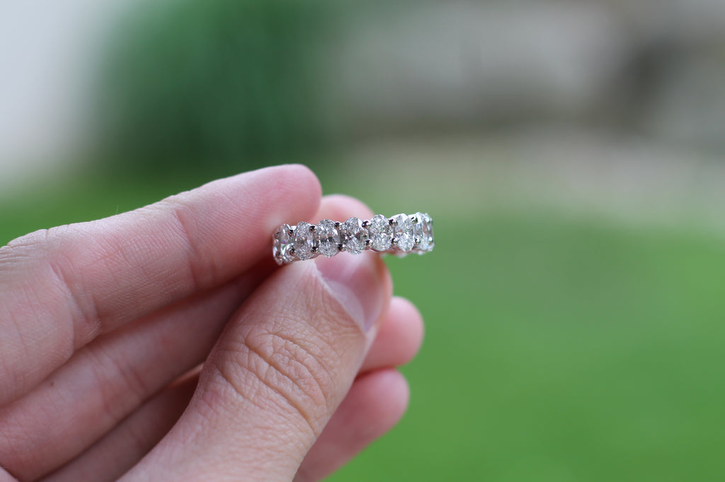 Oval Cut Diamond Eternity Band Ring | 14k White Gold
