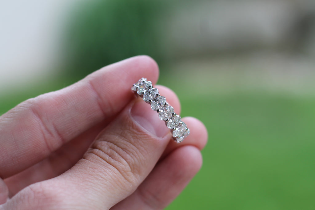 Oval Cut Diamond Eternity Band Ring | 14k White Gold