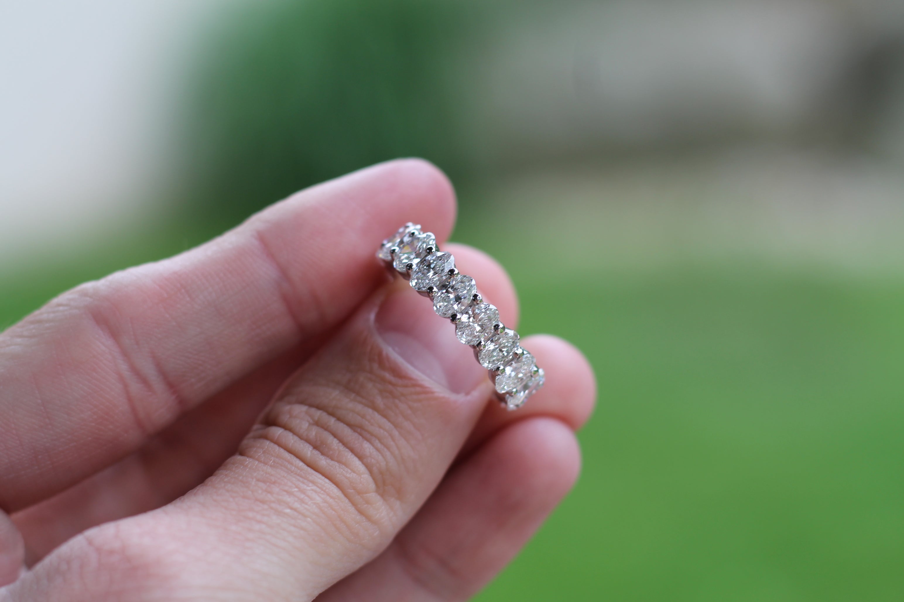 Oval Cut Diamond Eternity Band Ring | 14k White Gold