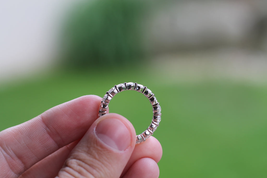 Oval Cut Diamond Eternity Band Ring | 14k White Gold