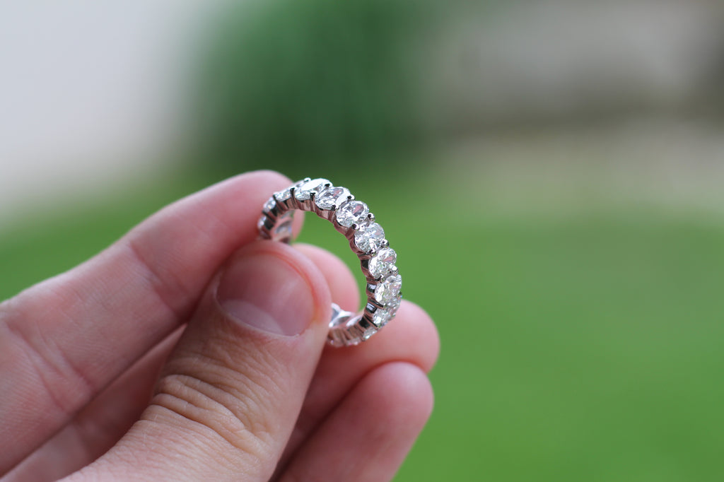 Oval Cut Diamond Eternity Band Ring | 14k White Gold