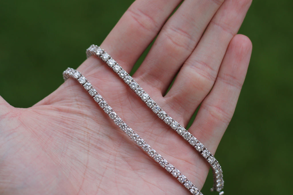 8.4 Carat Round Cut Diamond Tennis Bracelet | 14k White Gold