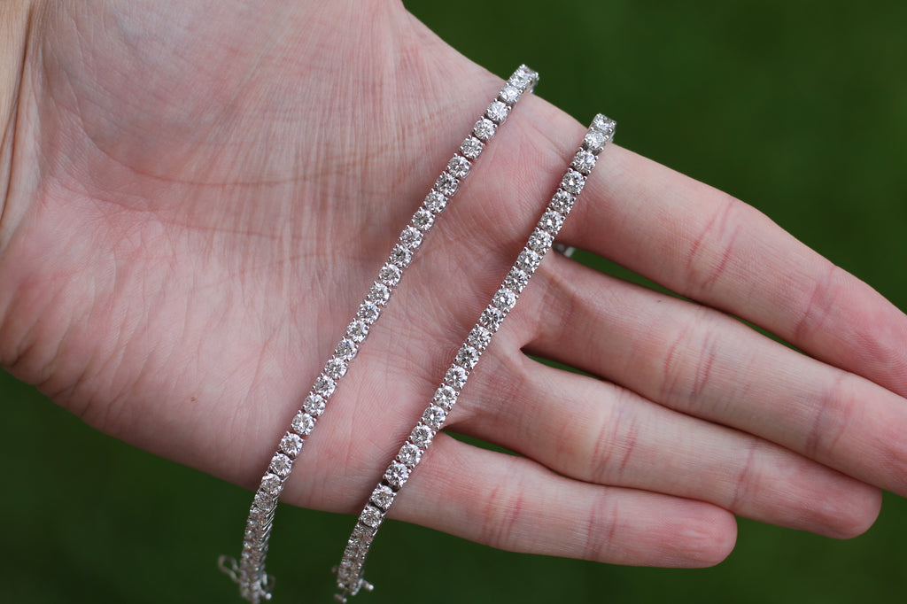 8.4 Carat Round Cut Diamond Tennis Bracelet | 14k White Gold