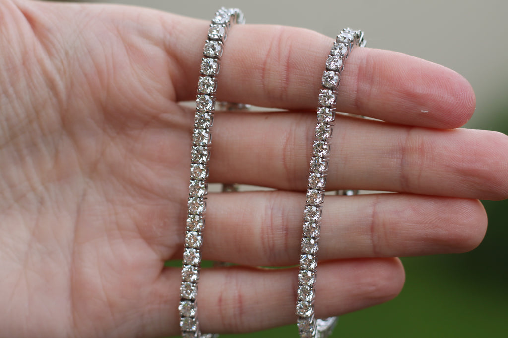 8.4 Carat Round Cut Diamond Tennis Bracelet | 14k White Gold