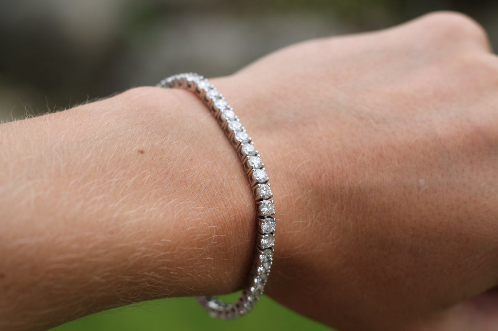 8.4 Carat Round Cut Diamond Tennis Bracelet | 14k White Gold