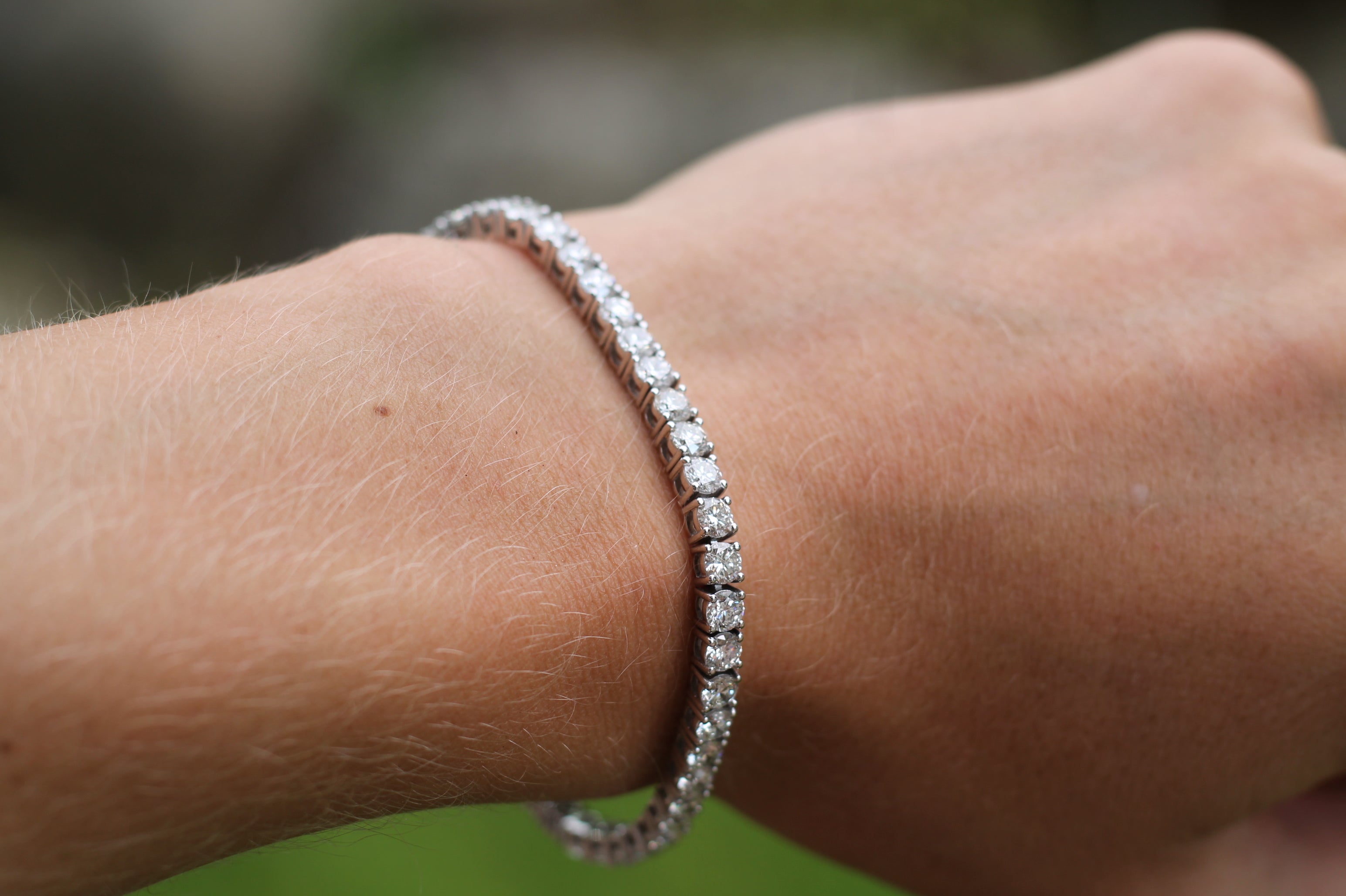 8.4 Carat Round Cut Diamond Tennis Bracelet | 14k White Gold