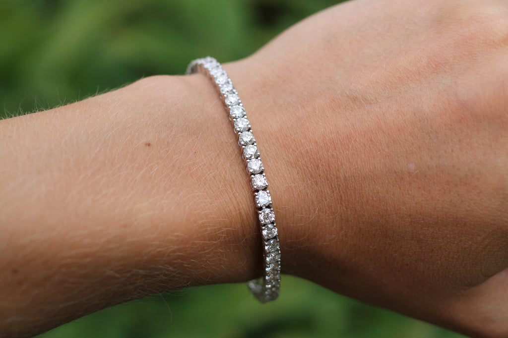8.4 Carat Round Cut Diamond Tennis Bracelet | 14k White Gold