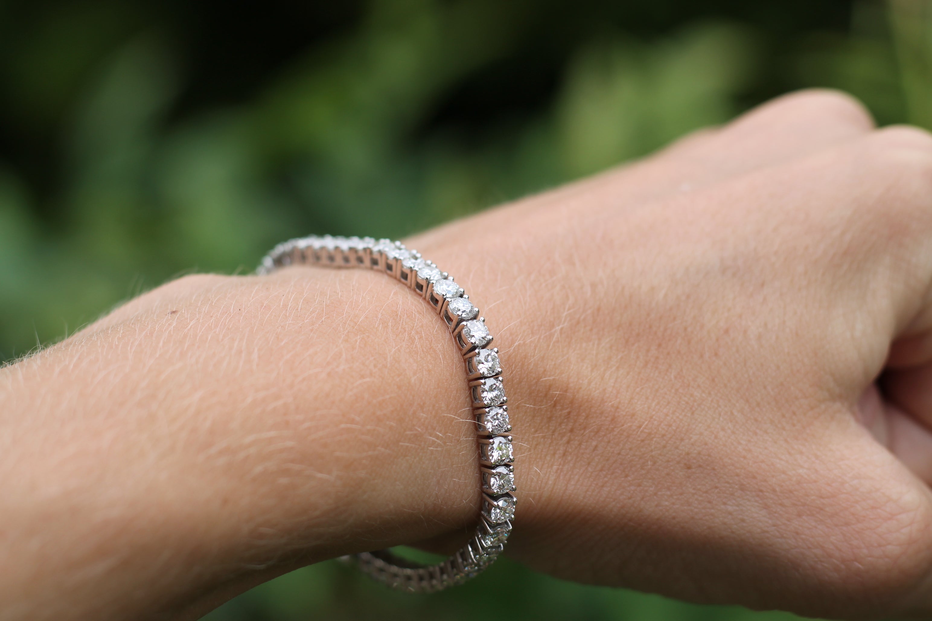 8.4 Carat Round Cut Diamond Tennis Bracelet | 14k White Gold