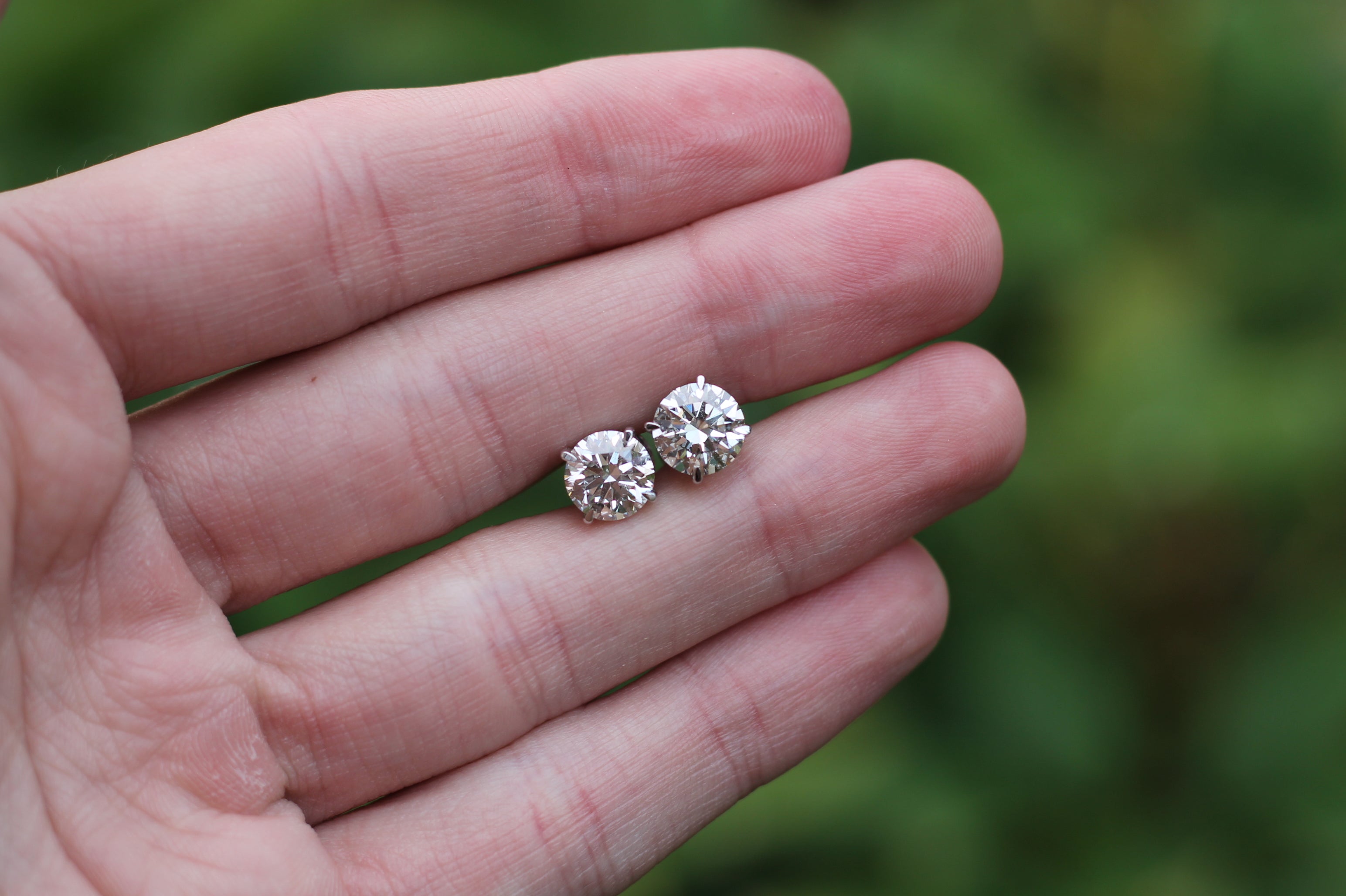 1+ Carat Round Cut Diamond Stud Earrings | 14k White Gold