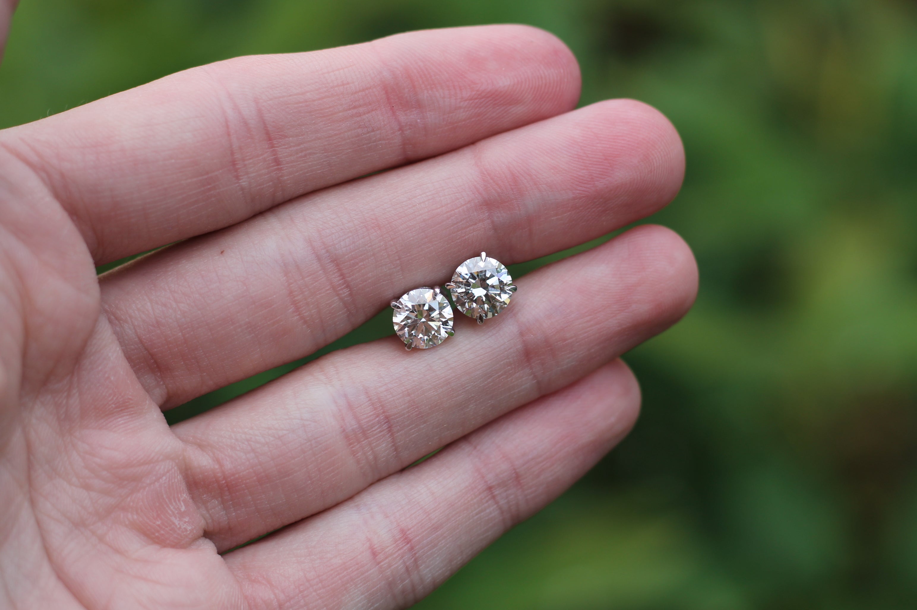 1+ Carat Round Cut Diamond Stud Earrings | 14k White Gold