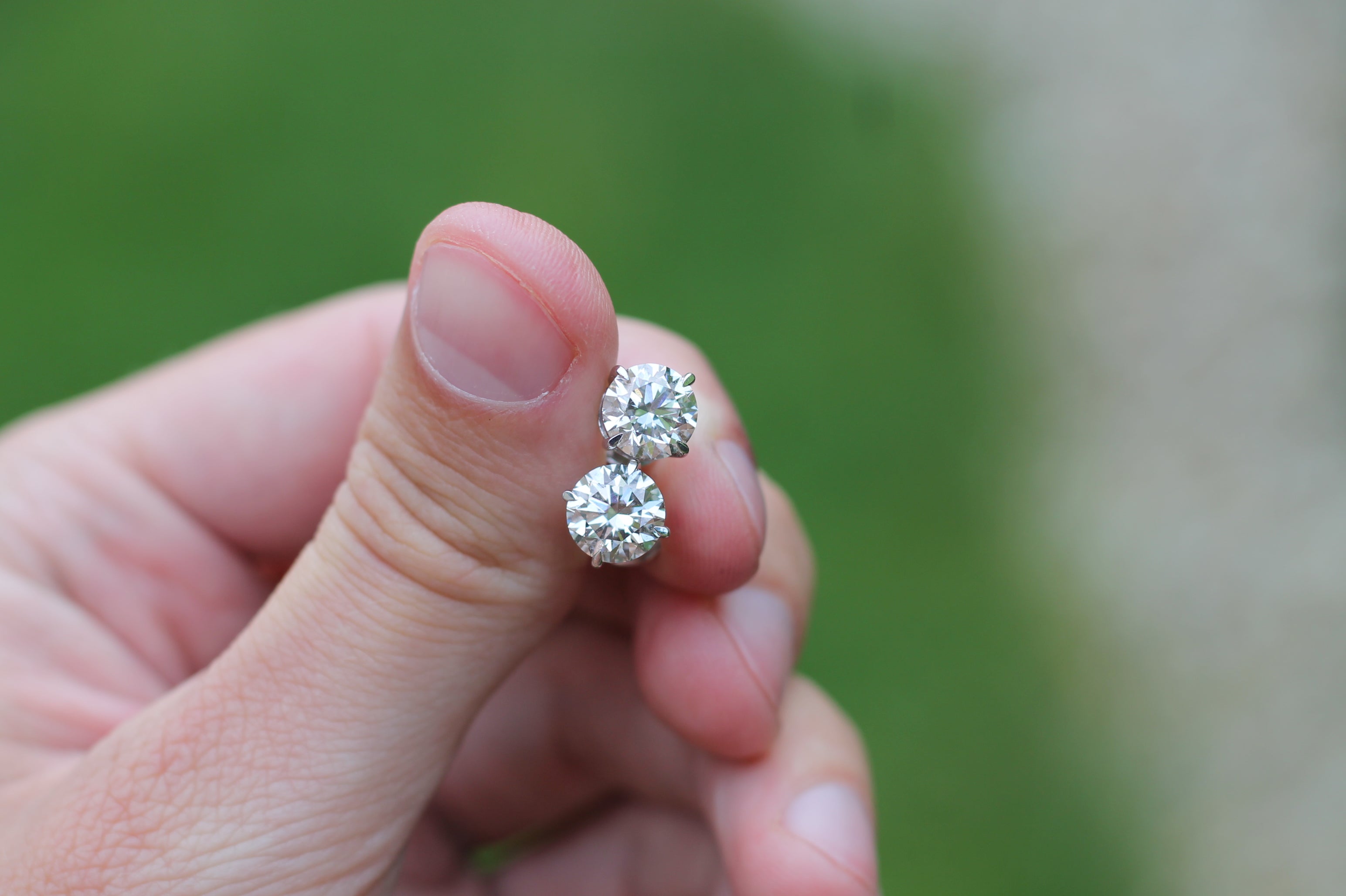 1+ Carat Round Cut Diamond Stud Earrings | 14k White Gold