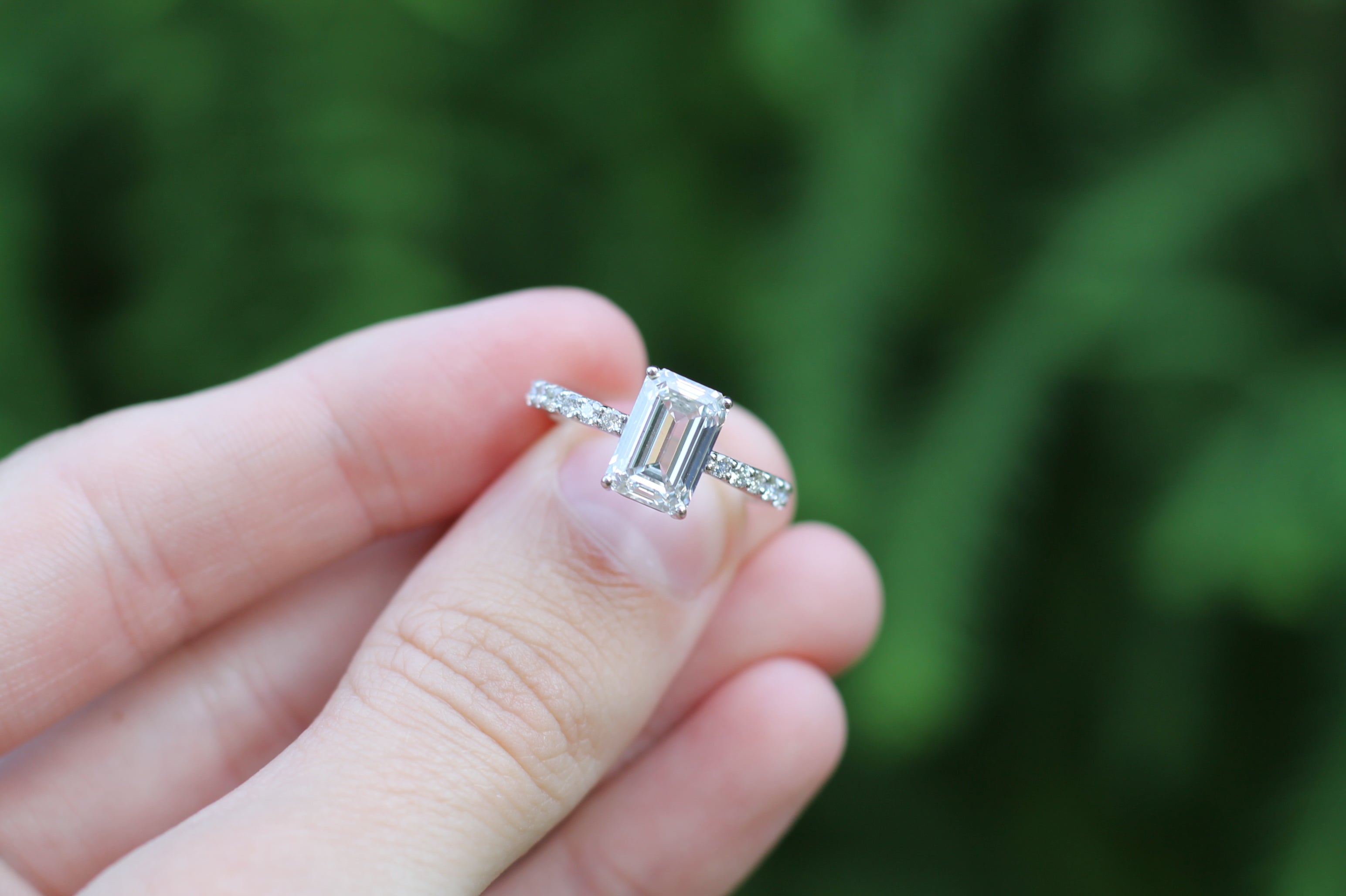 1 Carat Emerald Cut Diamond Solitaire Ring | 14k White Gold | Engagement Ring