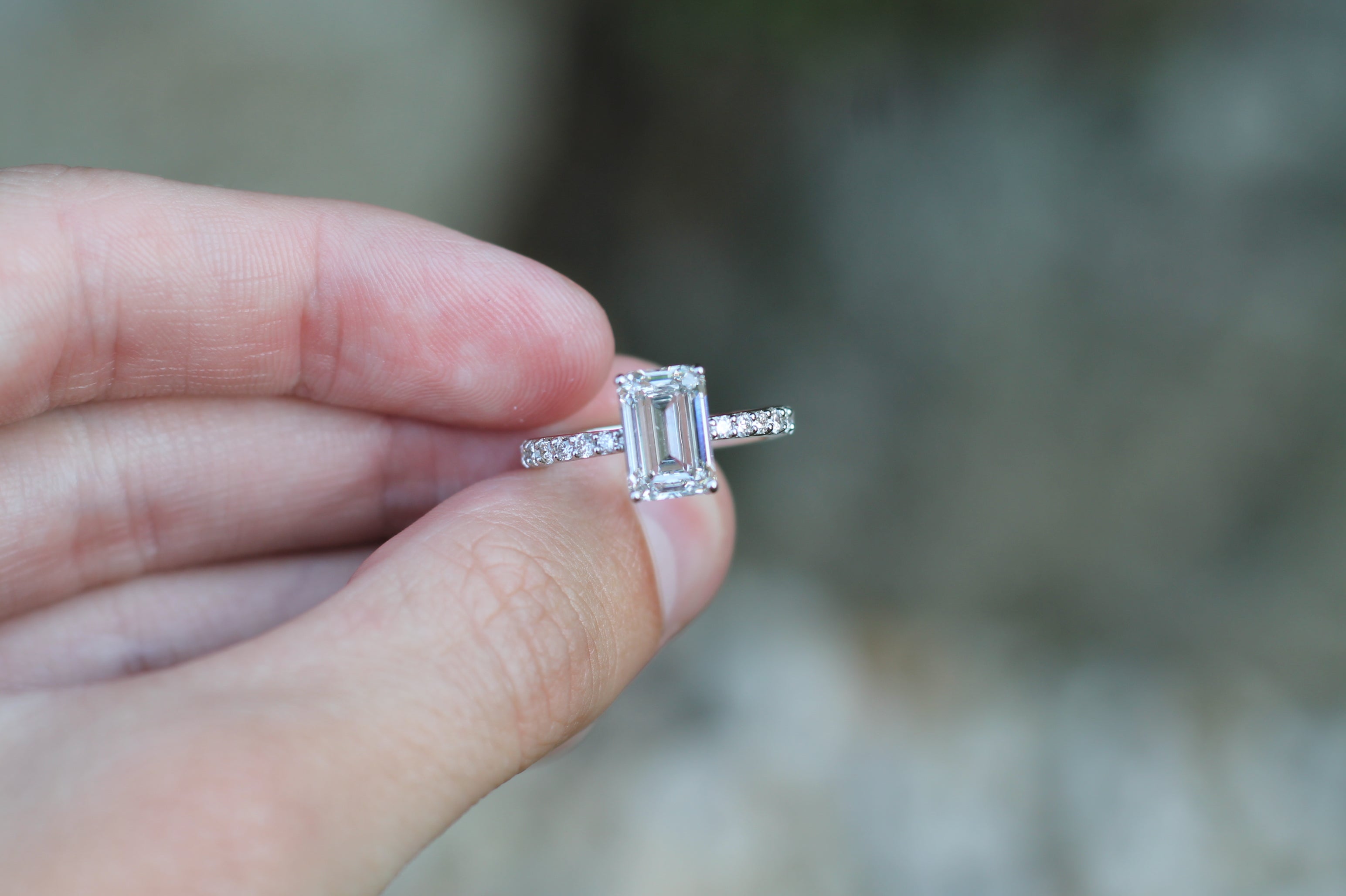 1 Carat Emerald Cut Diamond Solitaire Ring | 14k White Gold | Engagement Ring