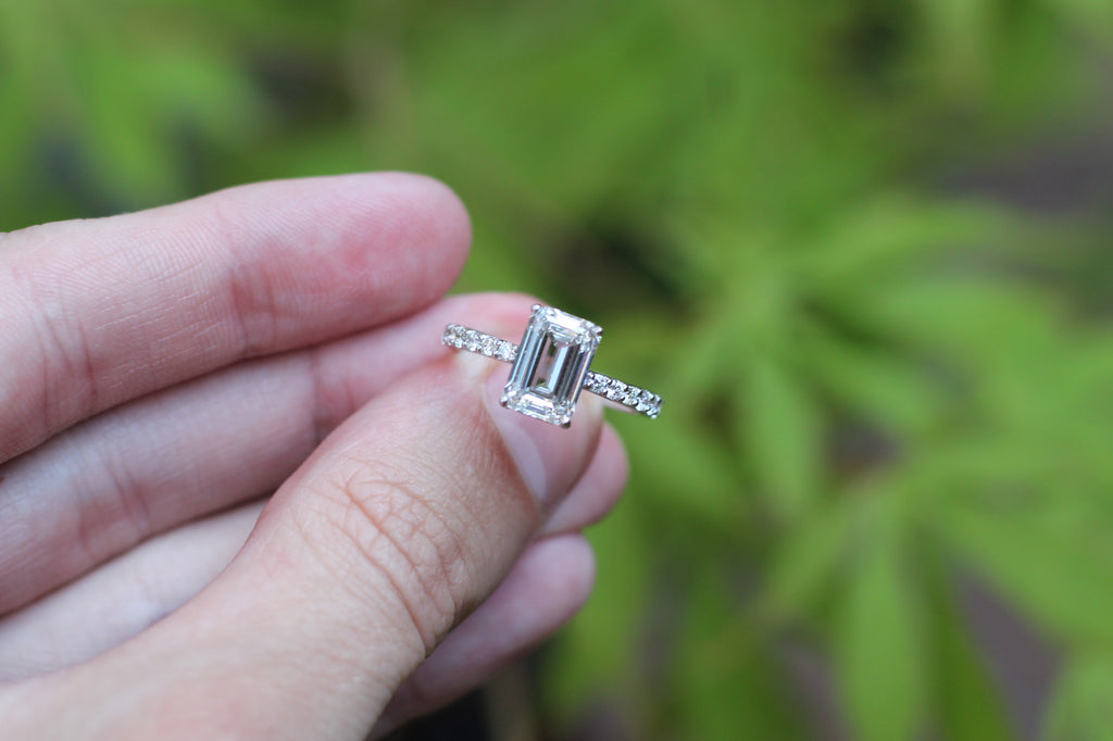 1 Carat Emerald Cut Diamond Solitaire Ring | 14k White Gold | Engagement Ring