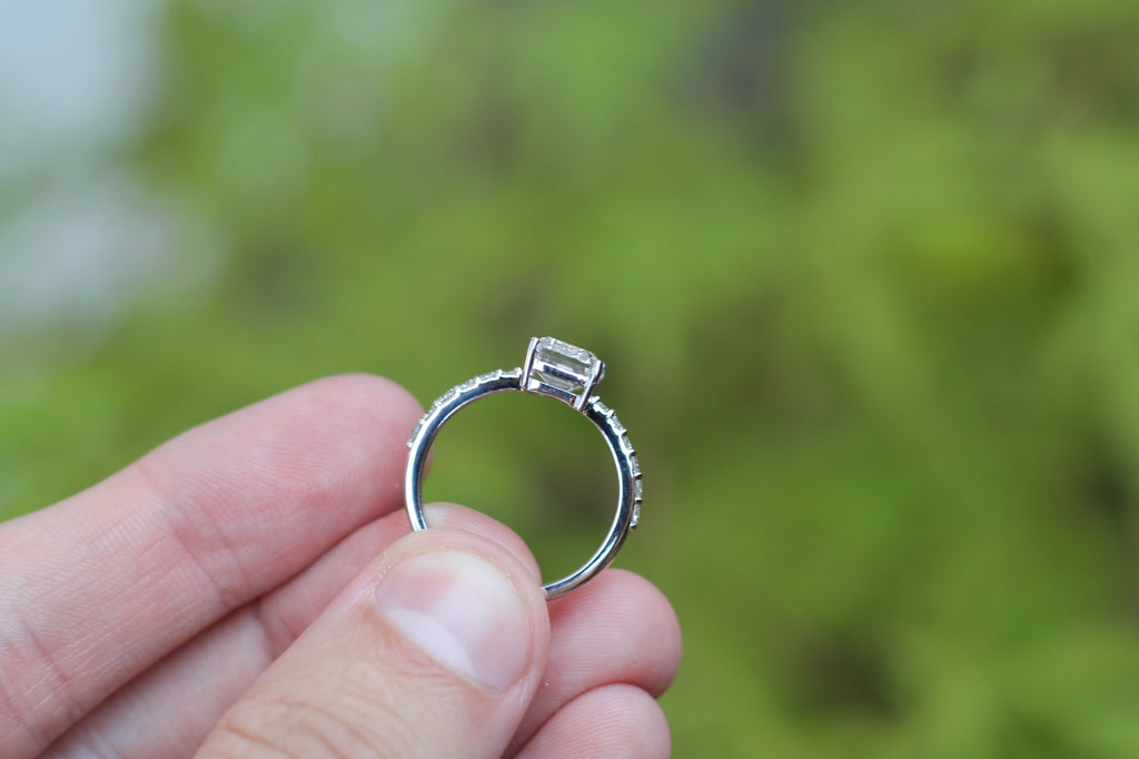 1 Carat Emerald Cut Diamond Solitaire Ring | 14k White Gold | Engagement Ring