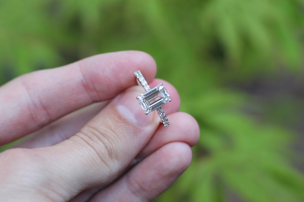 1 Carat Emerald Cut Diamond Solitaire Ring | 14k White Gold | Engagement Ring