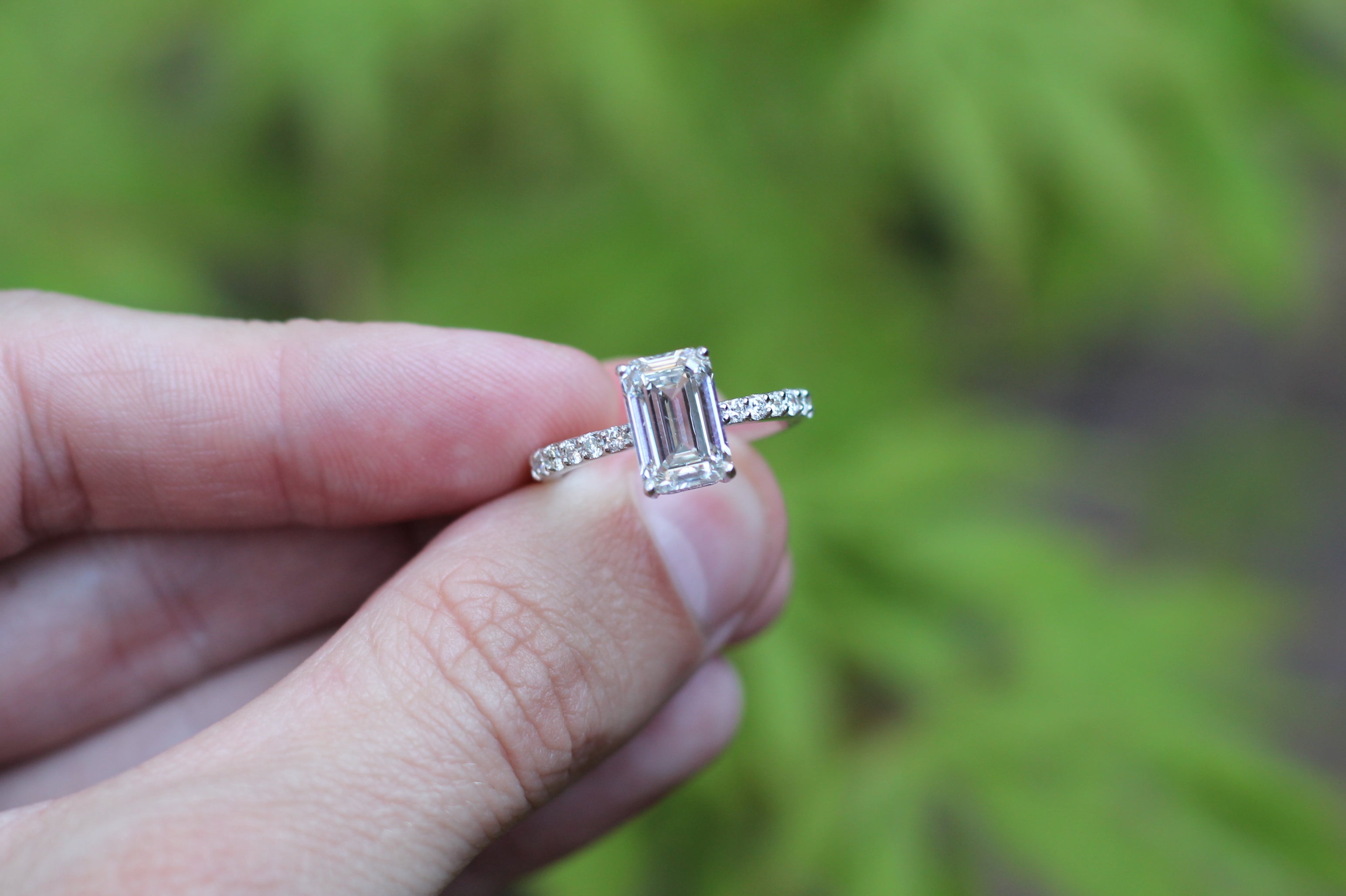 1 Carat Emerald Cut Diamond Solitaire Ring | 14k White Gold | Engagement Ring