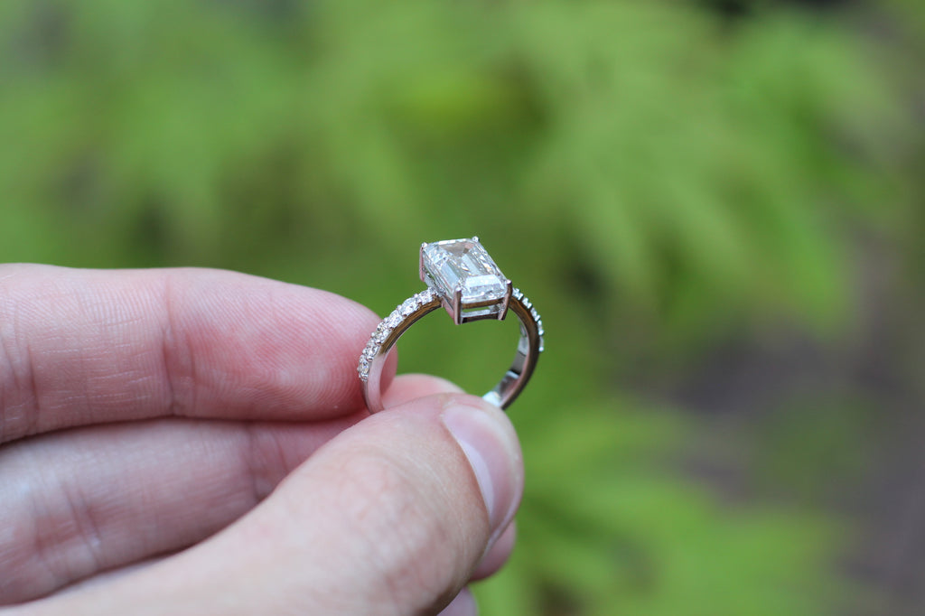 1 Carat Emerald Cut Diamond Solitaire Ring | 14k White Gold | Engagement Ring