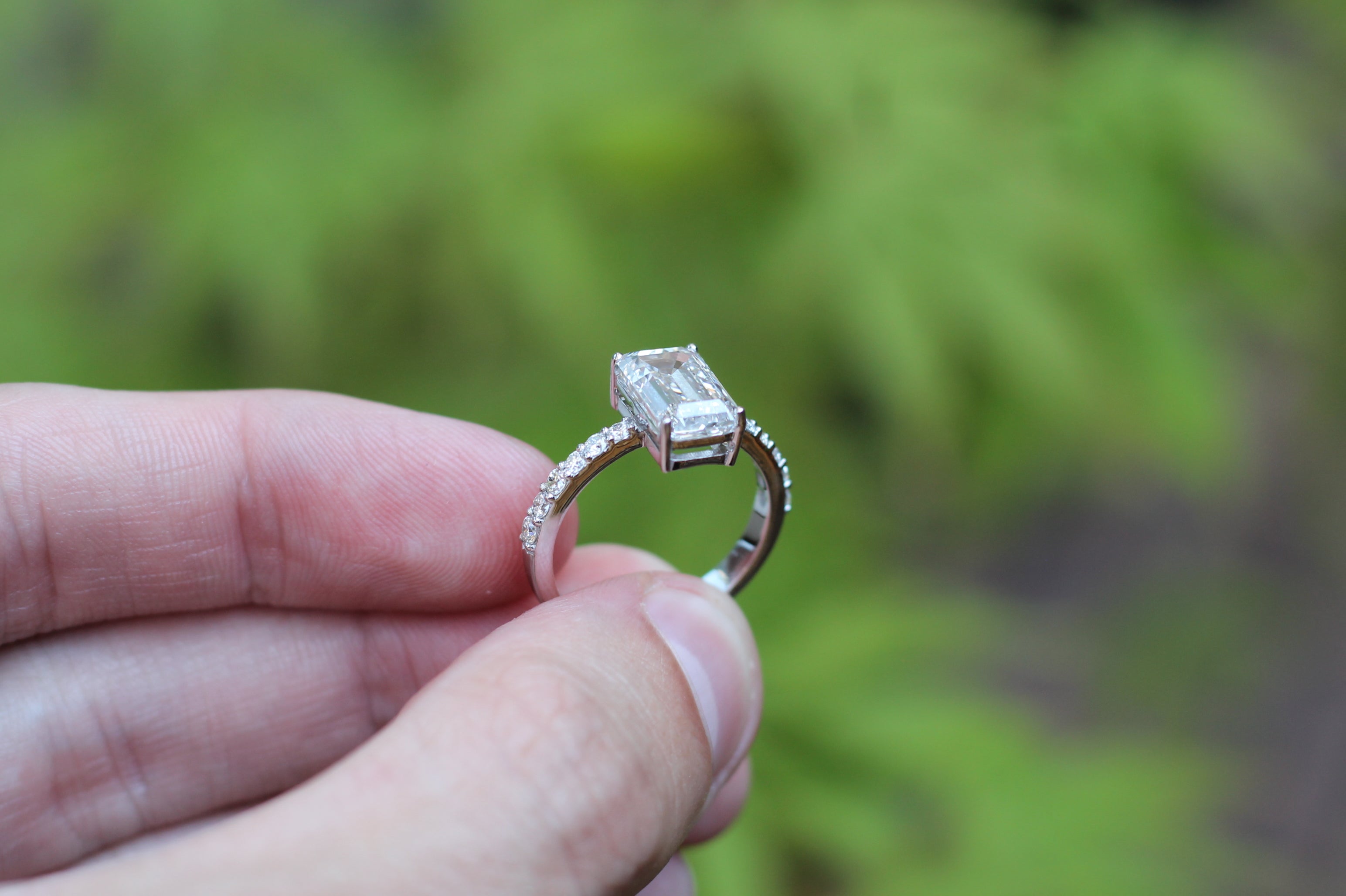 1 Carat Emerald Cut Diamond Solitaire Ring | 14k White Gold | Engagement Ring