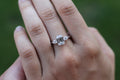 1 Carat Center Emerald Cut Diamond With Pear Sides Ring | 14k White Gold | Engagement Ring
