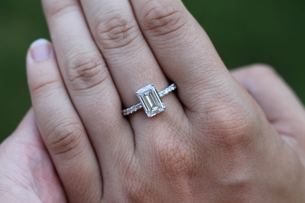 1 Carat Emerald Cut Diamond Solitaire Ring | 14k White Gold | Engagement Ring