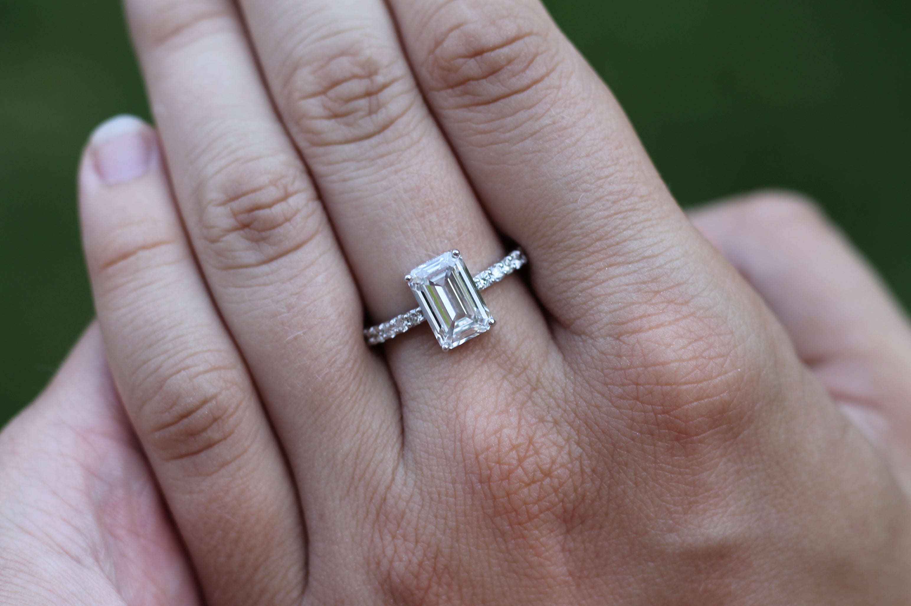 1 Carat Emerald Cut Diamond Solitaire Ring | 14k White Gold | Engagement Ring