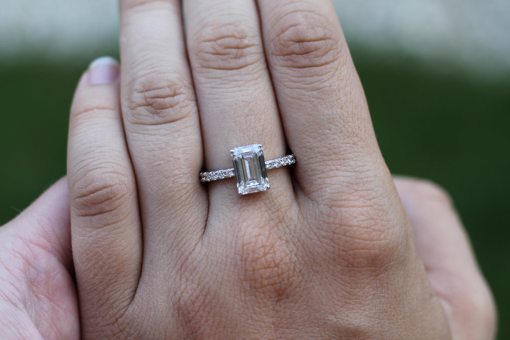 1 Carat Emerald Cut Diamond Solitaire Ring | 14k White Gold | Engagement Ring
