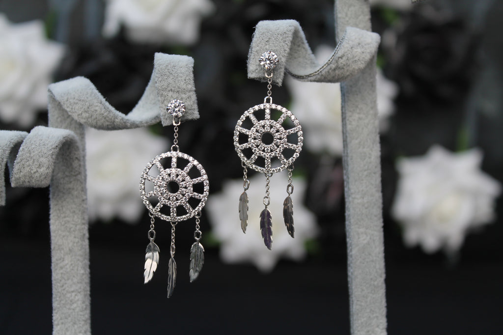 2 Carat Diamond Dream Catcher Earrings | 14k White Gold