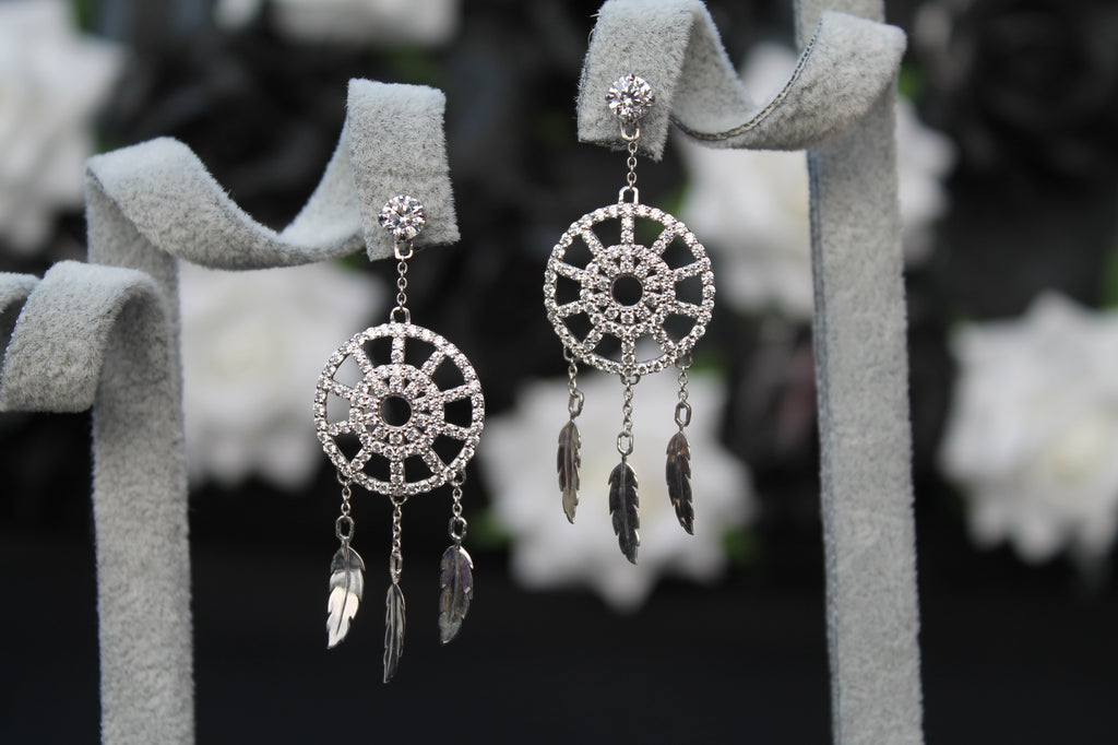 2 Carat Diamond Dream Catcher Earrings | 14k White Gold