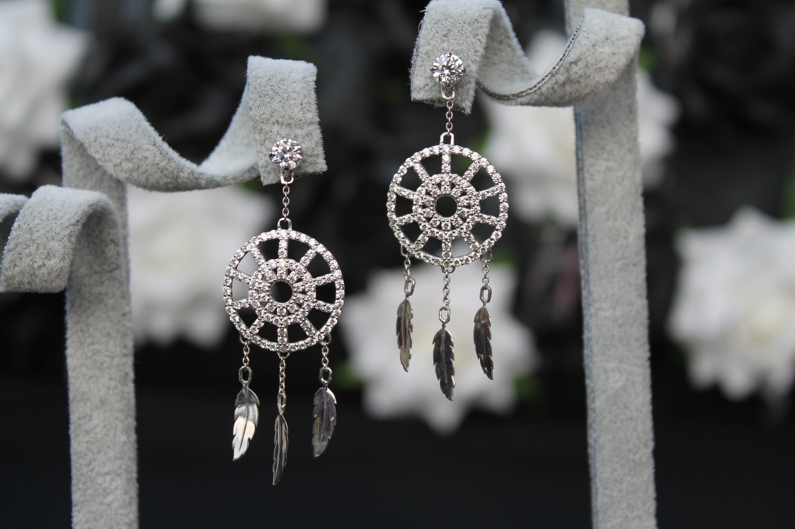 2 Carat Diamond Dream Catcher Earrings | 14k White Gold
