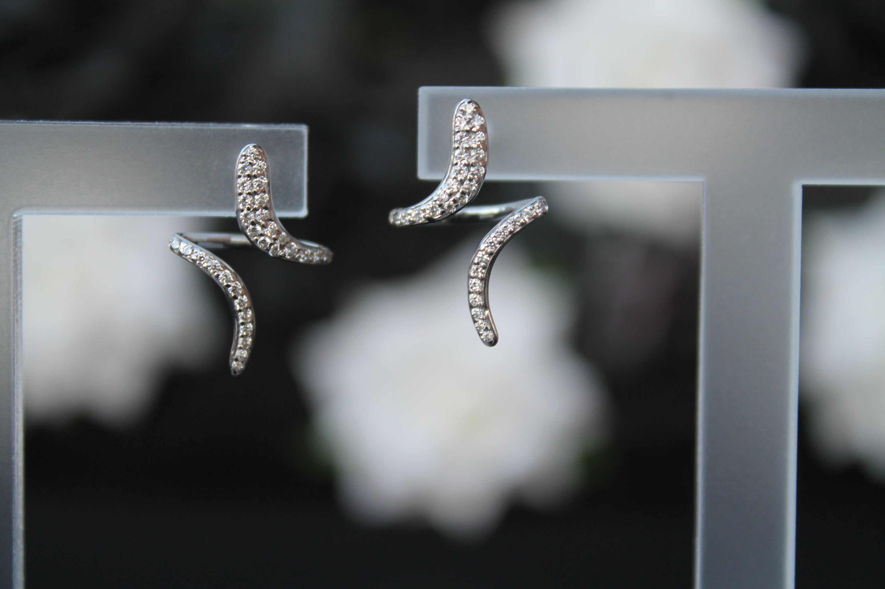 Diamond Spiral Earrings | 14k White Gold