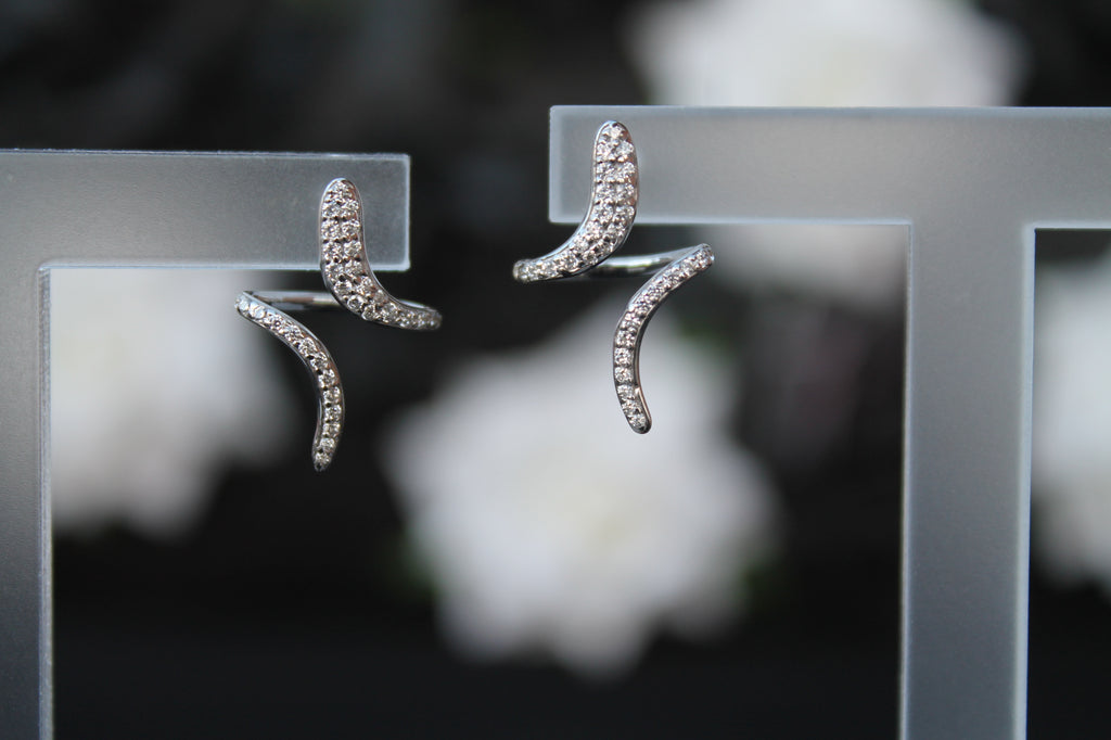 Diamond Spiral Earrings | 14k White Gold