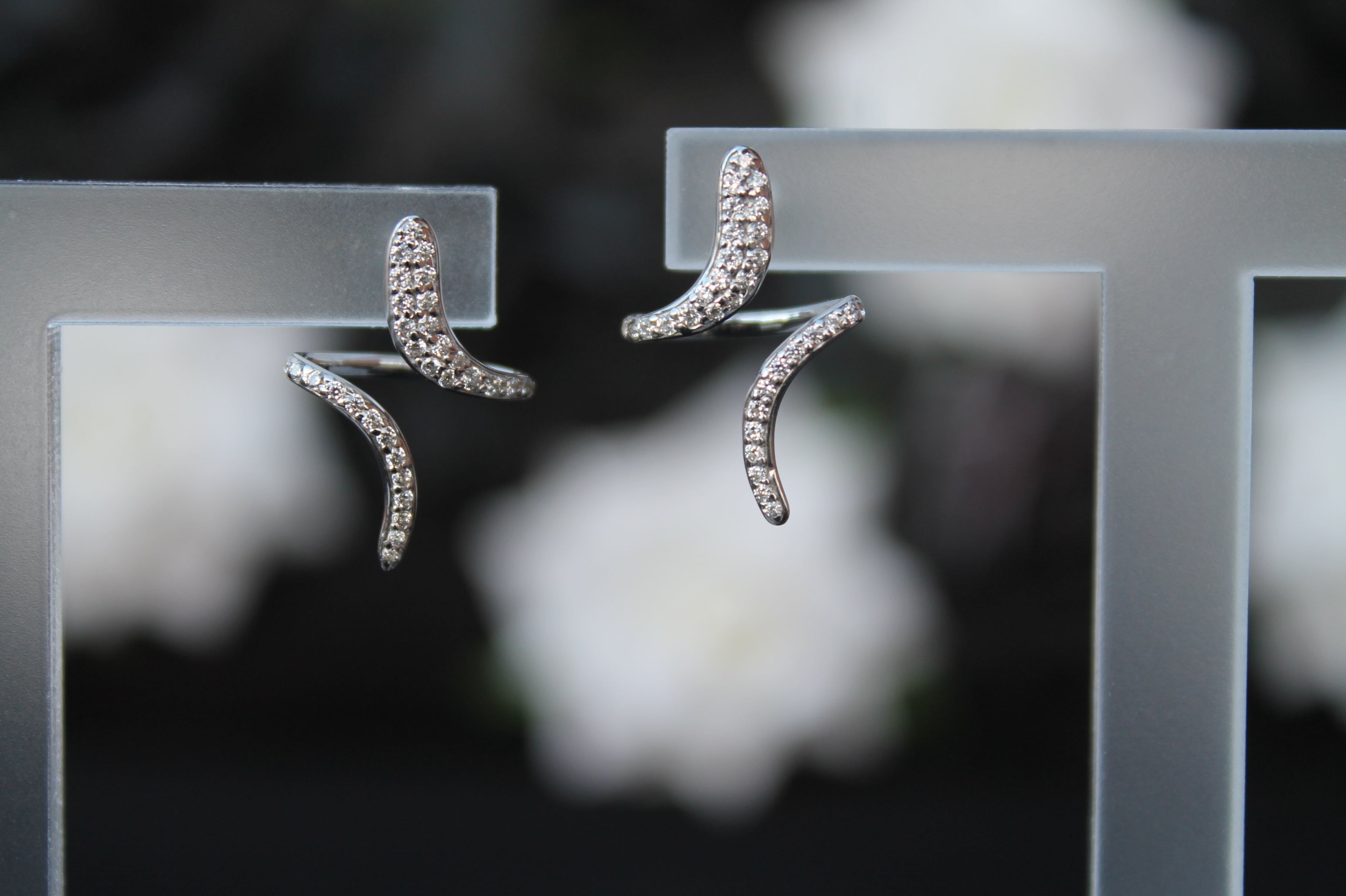 Diamond Spiral Earrings | 14k White Gold