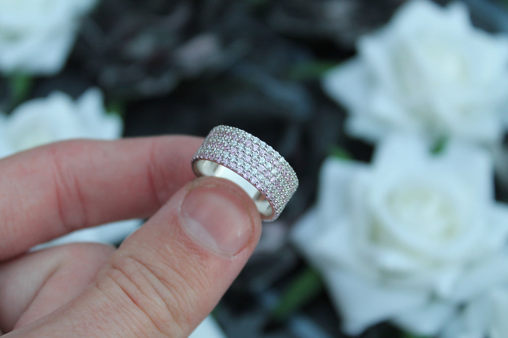 Sapphire & Diamond 6 Layer Band Ring | 14k White Gold