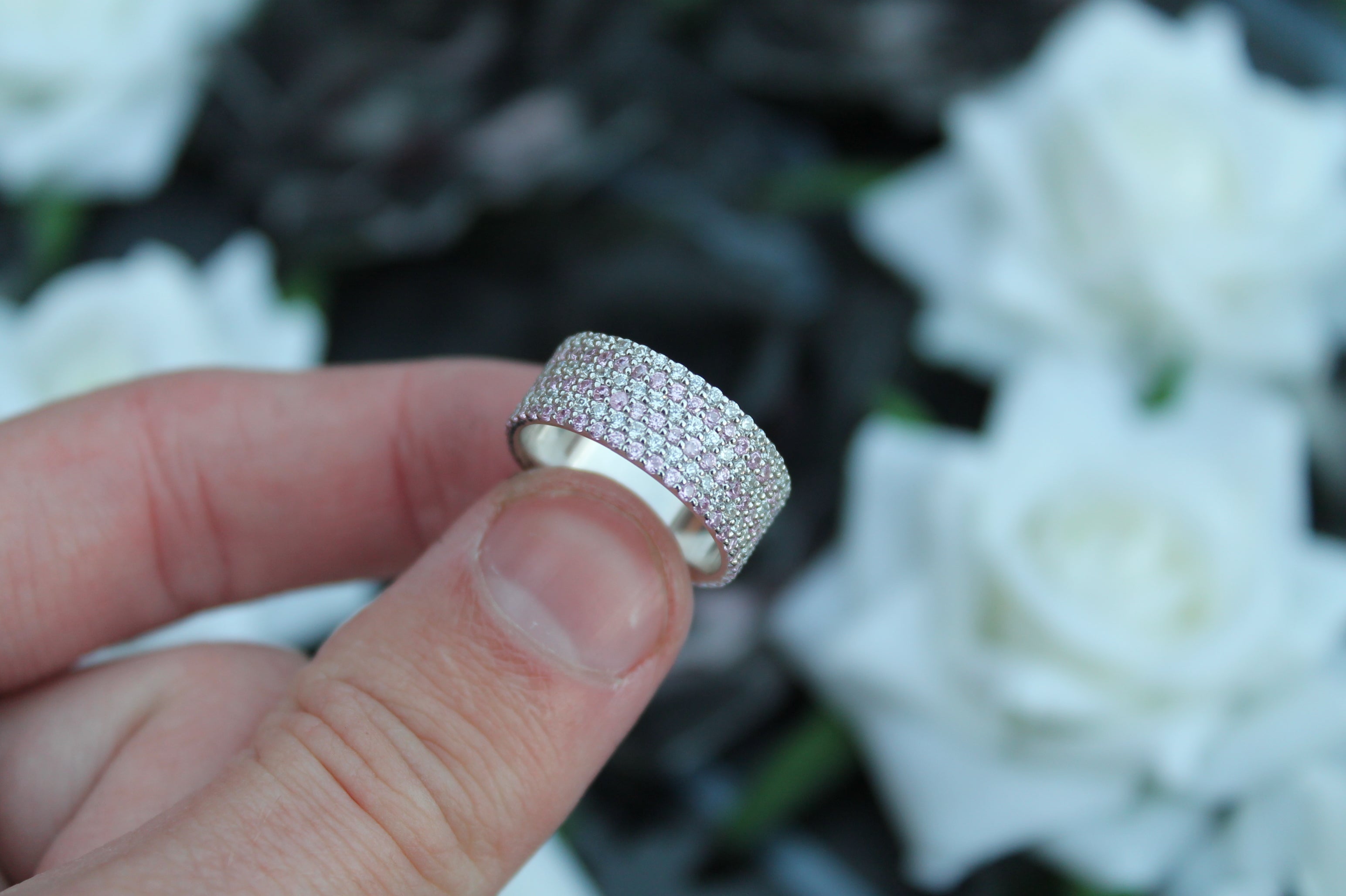 Sapphire & Diamond 6 Layer Band Ring | 14k White Gold