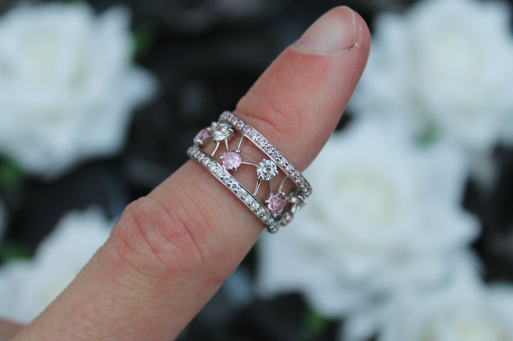Sapphire & Diamond "Particle" Band Ring | 14k White Gold