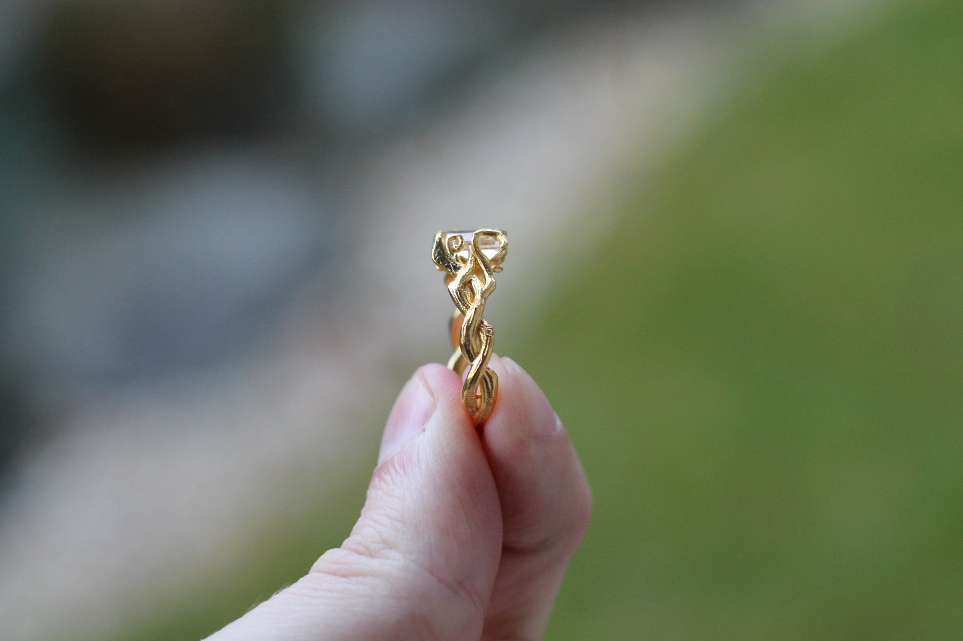 1 Carat Emerald Cut Diamond Tree Branch Ring | 14k Yellow Gold | Engagement Ring