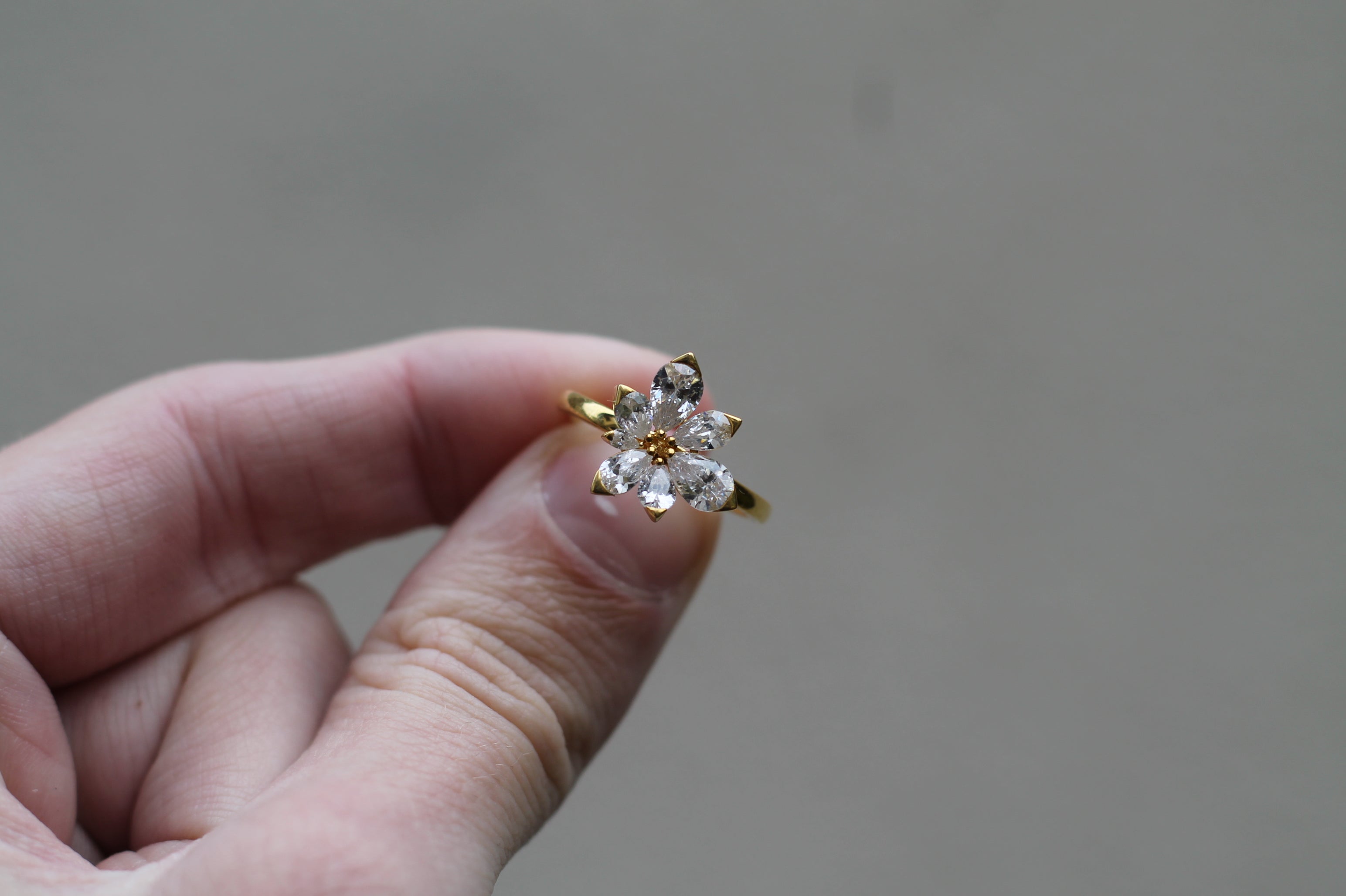 2.1 Carat Diamond Flower Ring | 14k Yellow Gold | Engagement Ring