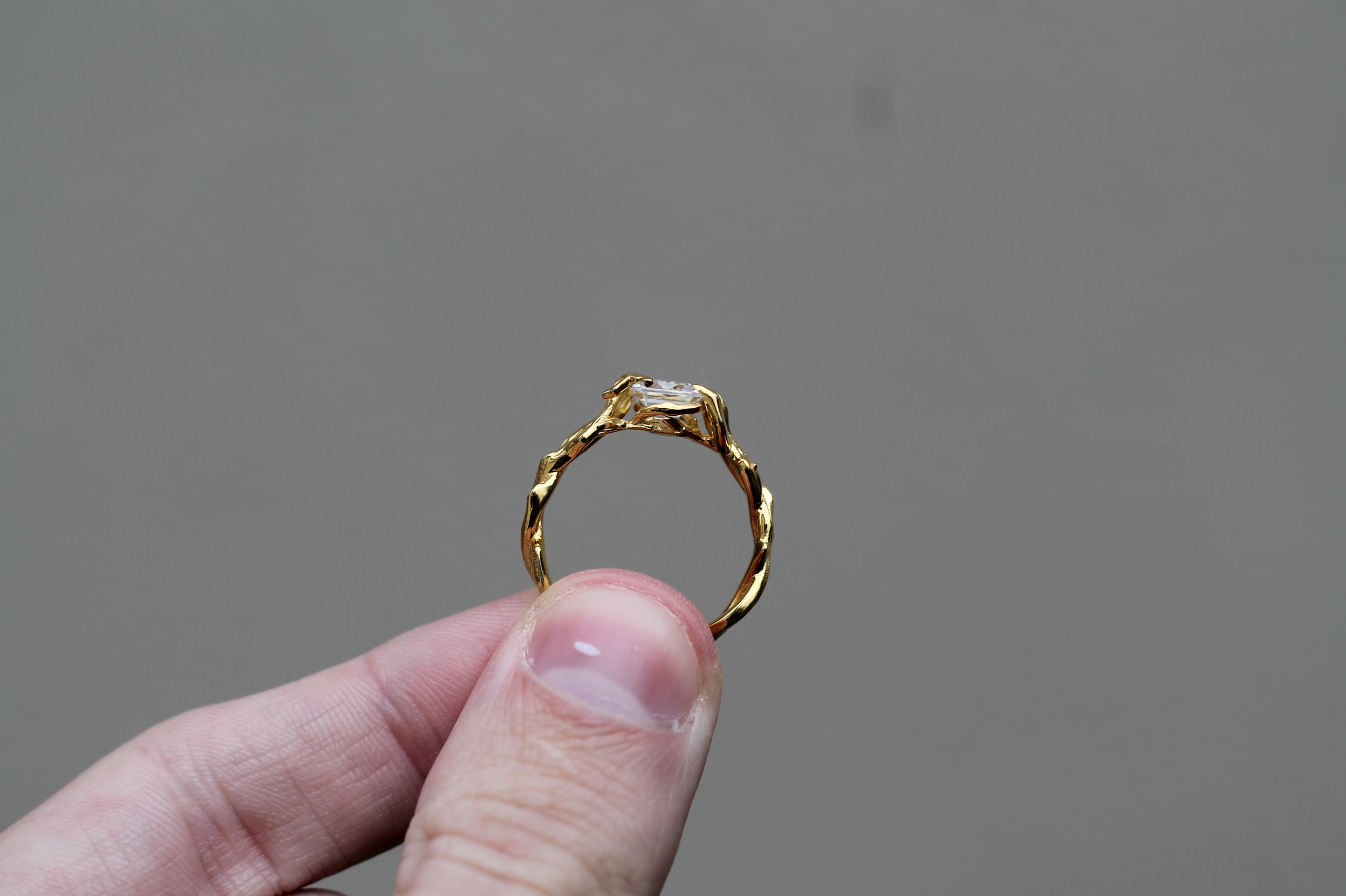 1 Carat Emerald Cut Diamond Tree Branch Ring | 14k Yellow Gold | Engagement Ring