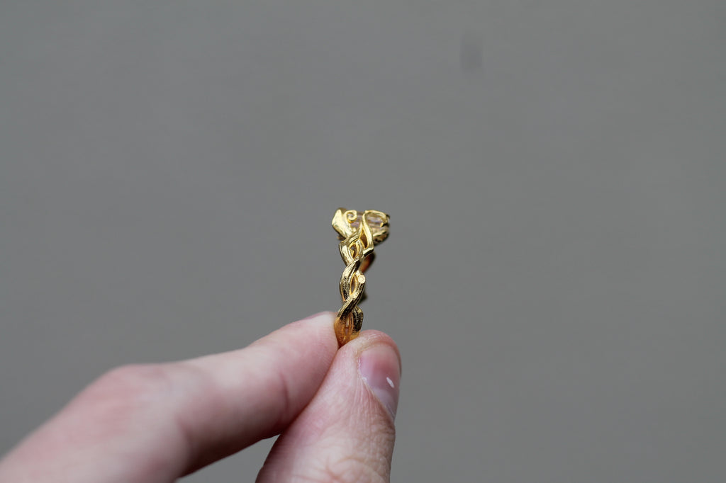 1 Carat Emerald Cut Diamond Tree Branch Ring | 14k Yellow Gold | Engagement Ring
