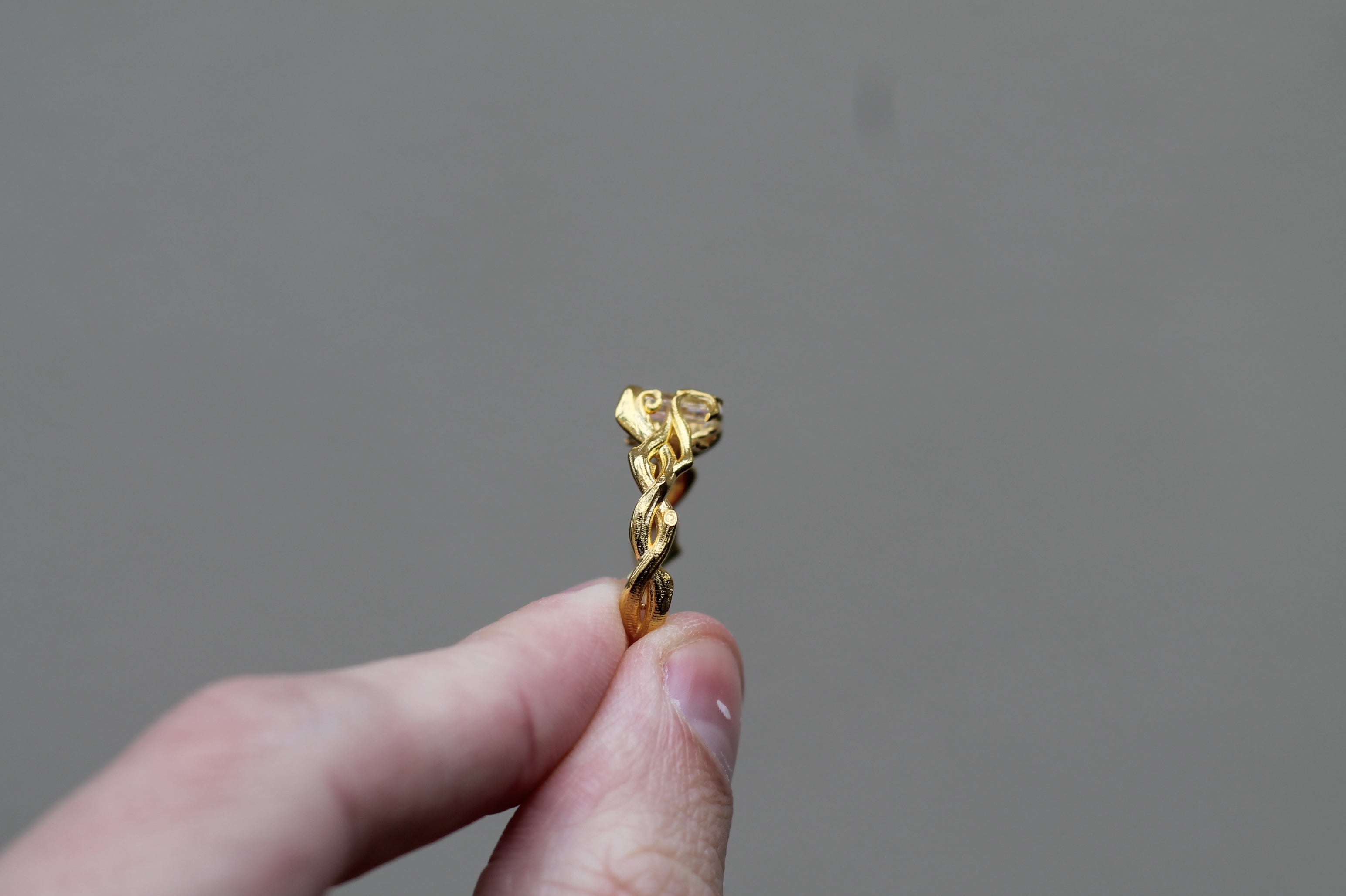 1 Carat Emerald Cut Diamond Tree Branch Ring | 14k Yellow Gold | Engagement Ring