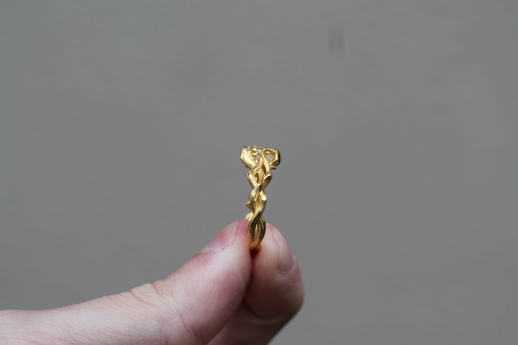 1 Carat Emerald Cut Diamond Tree Branch Ring | 14k Yellow Gold | Engagement Ring